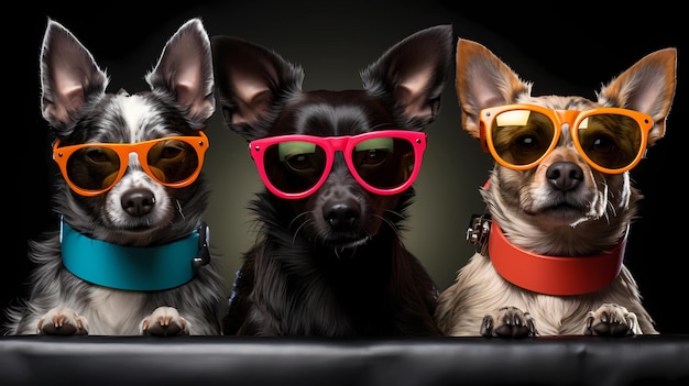 perros de diferentes razas con gafas geniales