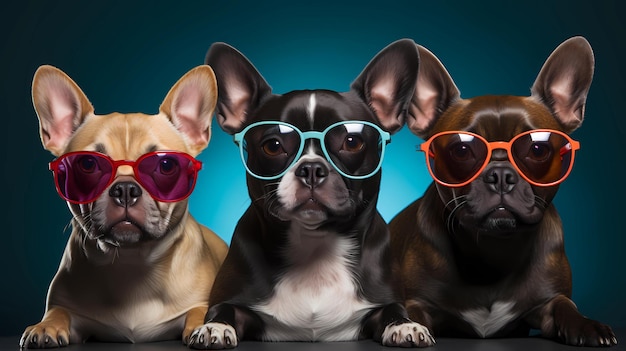 perros de diferentes razas con gafas geniales