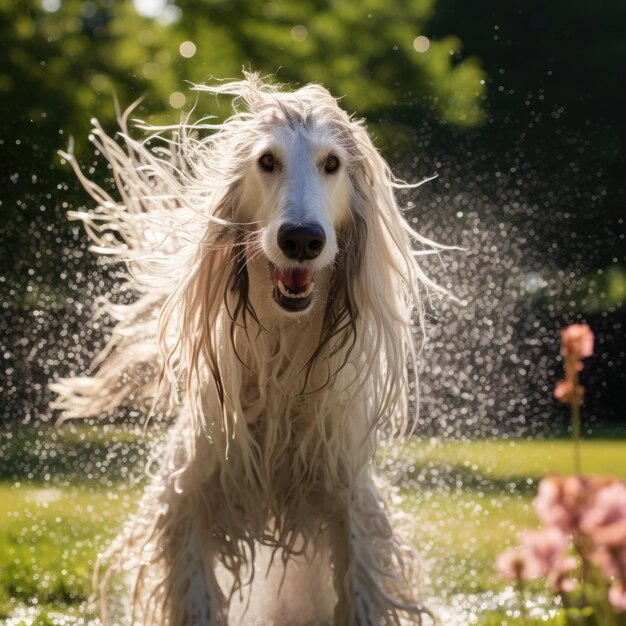 Perros encantadores en movimiento