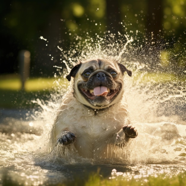 Perros encantadores en movimiento