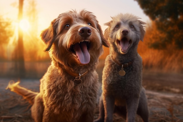 Perros felices Creado con tecnología de IA generativa