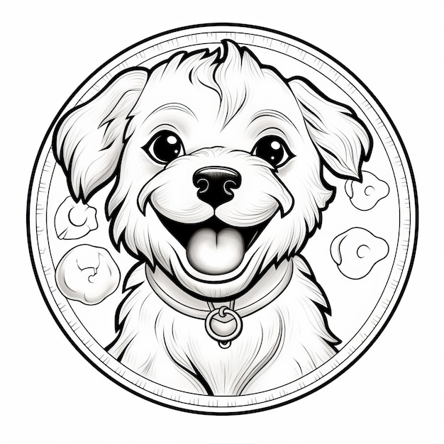 Foto perros juguetones en pixel art adorable moneda de cabeza de perro para la diversión de colorear