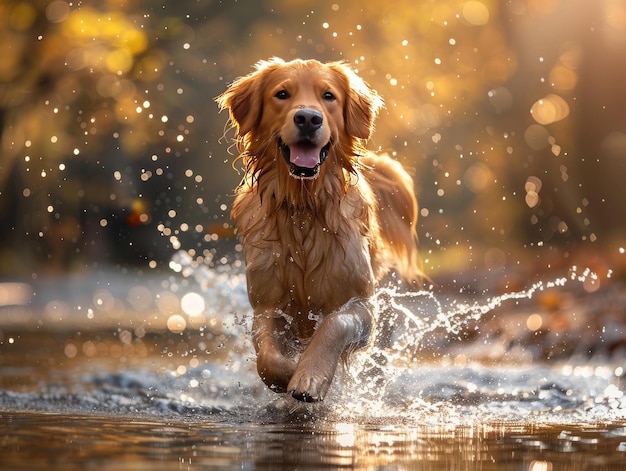 Perros Laprado corriendo en el arroyo