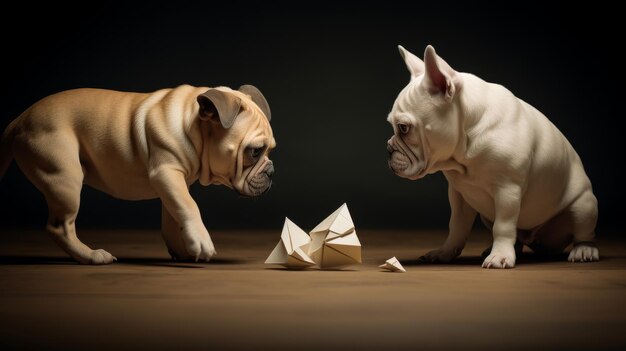 Perros pequeños de pie juntos