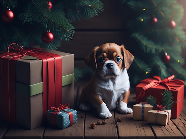 perros y regalos de Navidad