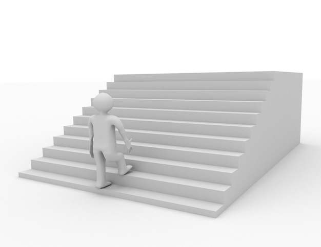 Person 3d, die Treppe klettert. Erfolgskonzept