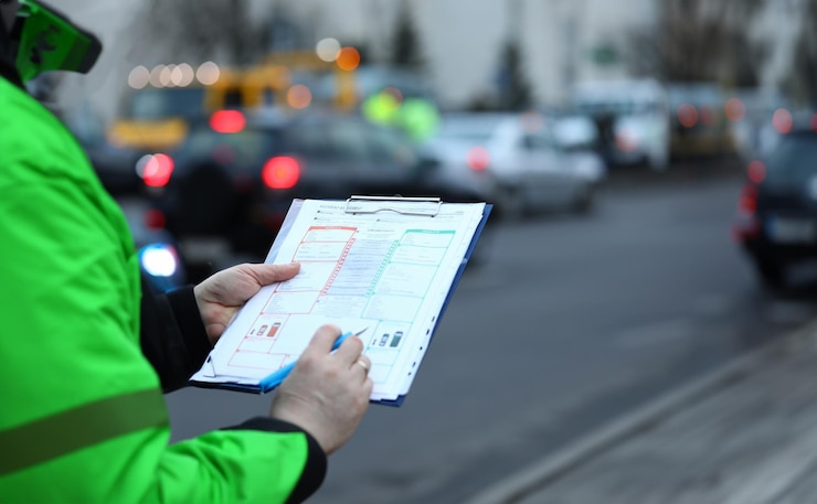 Foto person auf der straße mit papierordner
