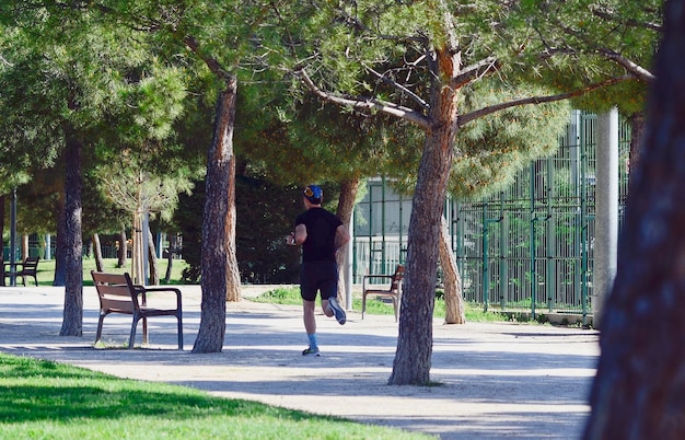 Person, Die Durch Einen Pfad In Einem Park Läuft