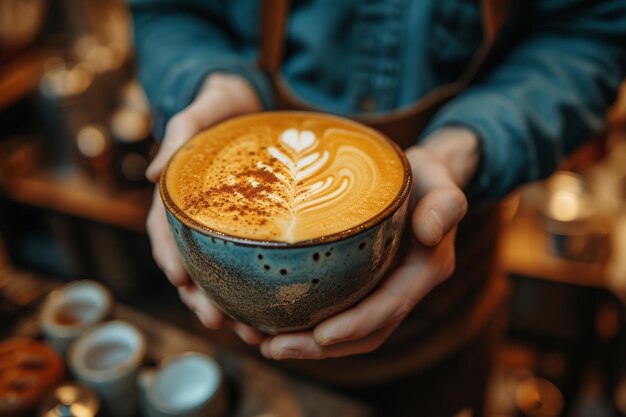 Person, die eine Tasse Kaffee hält