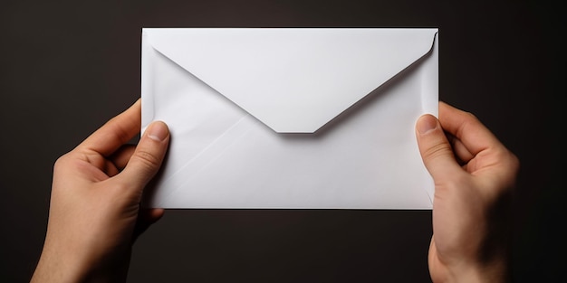 Person, die einen leeren Umschlag oder Brief für Kommunikations- oder Brandingzwecke hält, generative KI
