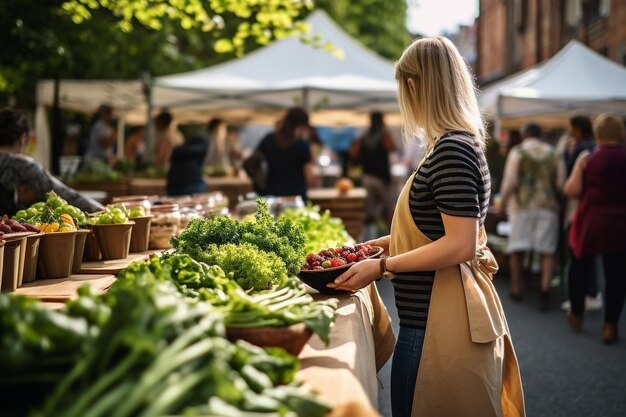 Foto person grüner markt