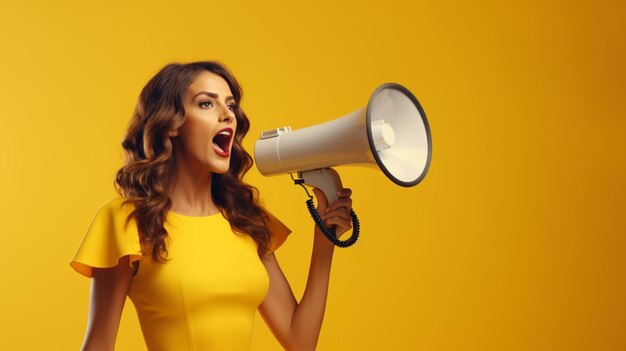 Foto person mit mega-telefon mit hintergrund