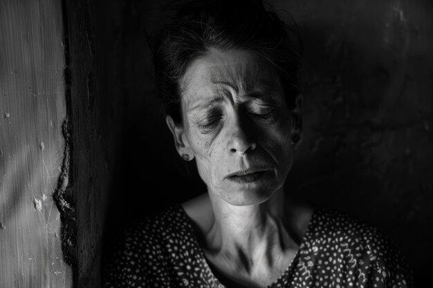 Foto una persona agotada en el campo de concentración del holocausto tragedia buchenwald auschwitz trostenets reflexionando sobre las experiencias desgarradoras de los individuos en capítulos oscuros sufrimiento humano durante la segunda guerra mundial