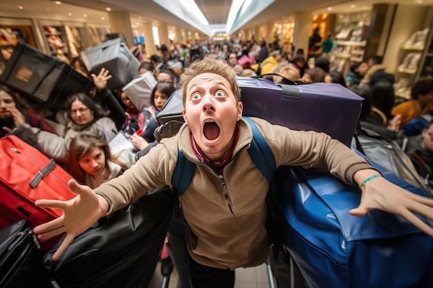 Foto una persona alegre está disfrutando de las compras en rebajas.