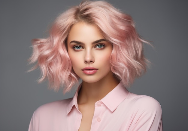 Una persona con cabello rosa.