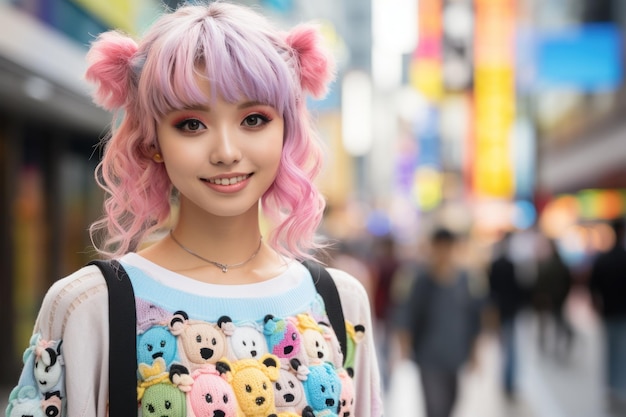 Una persona con cabello rosa.