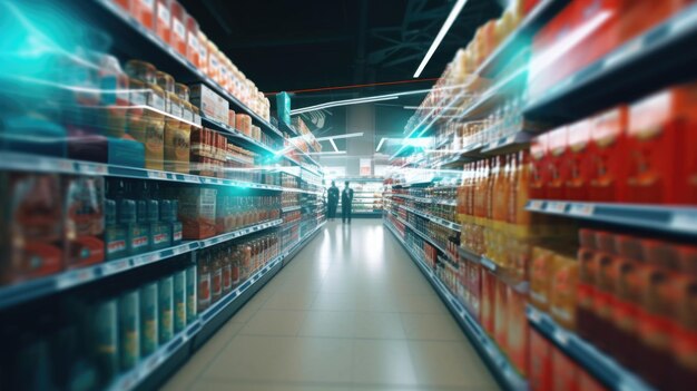 Foto una persona está caminando por el pasillo de una tienda de comestibles