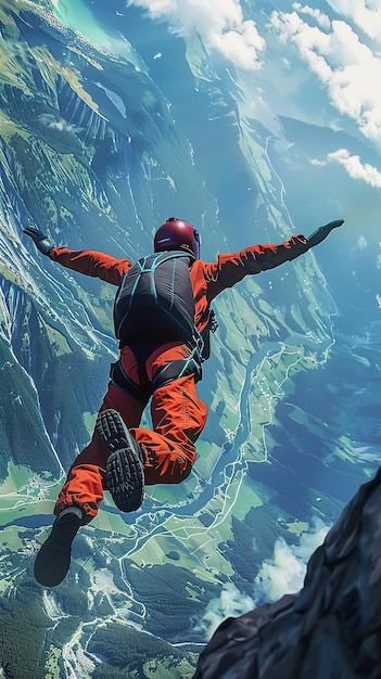 Foto una persona con una chaqueta roja está por encima del agua