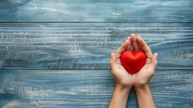 Persona con un corazón rojo en las manos