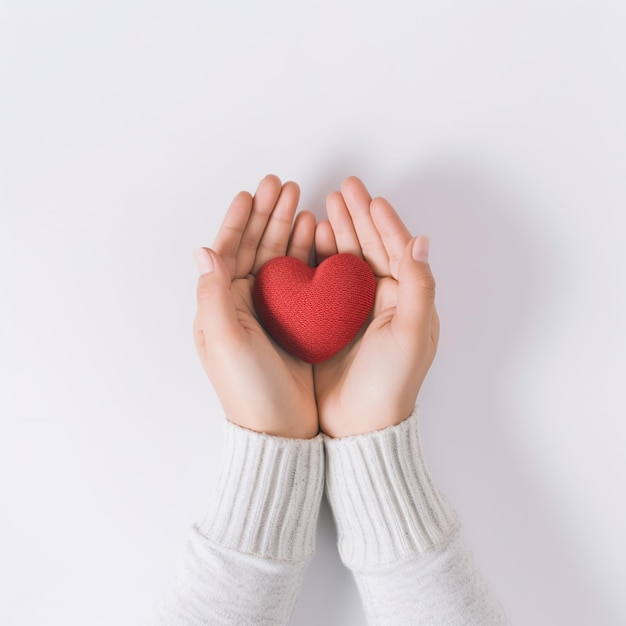 Una persona con un corazón rojo en sus manos.