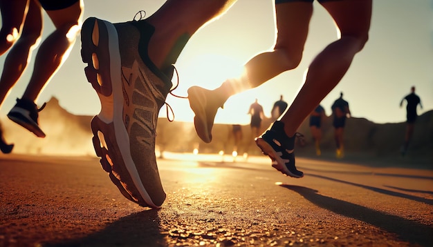 Una persona corriendo con un par de zapatillas para correr.