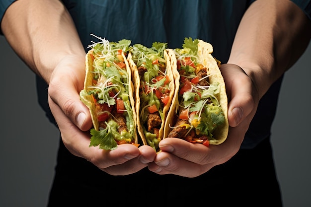 Una persona con dos tacos en las manos