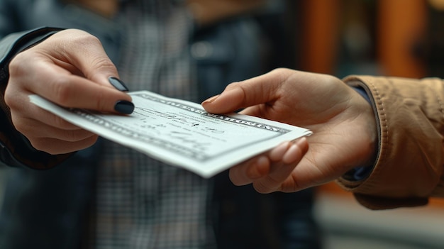 Una persona entregando papel tapiz financiero