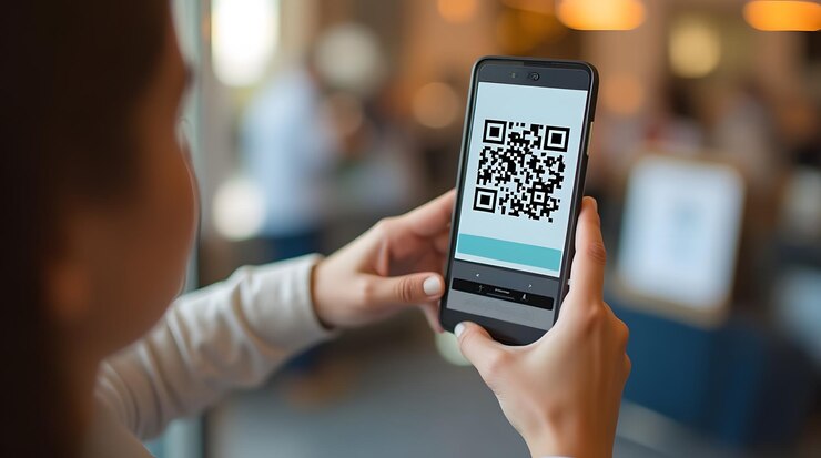 Foto una persona escanea un código qr usando un teléfono inteligente que demuestra una forma moderna de interactuar con la información