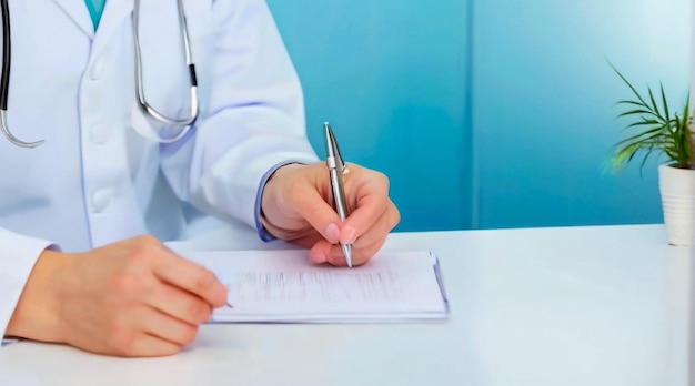 Foto una persona está escribiendo en un cuaderno con un bolígrafo en él