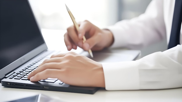 Una persona escribiendo en una laptop.