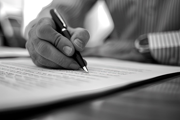 Una persona escribiendo en un pedazo de papel con un bolígrafo