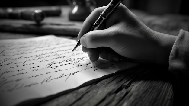 Una persona escribiendo en un pedazo de papel con un bolígrafo