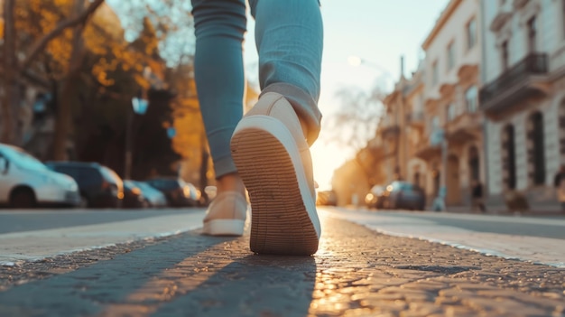 Una persona está caminando por una calle con un coche detrás de ellos