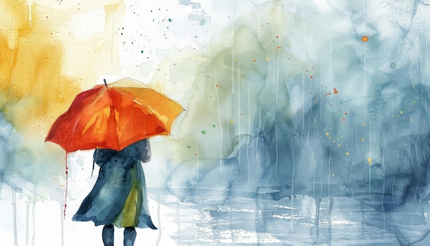 Una persona está caminando bajo la lluvia con un paraguas