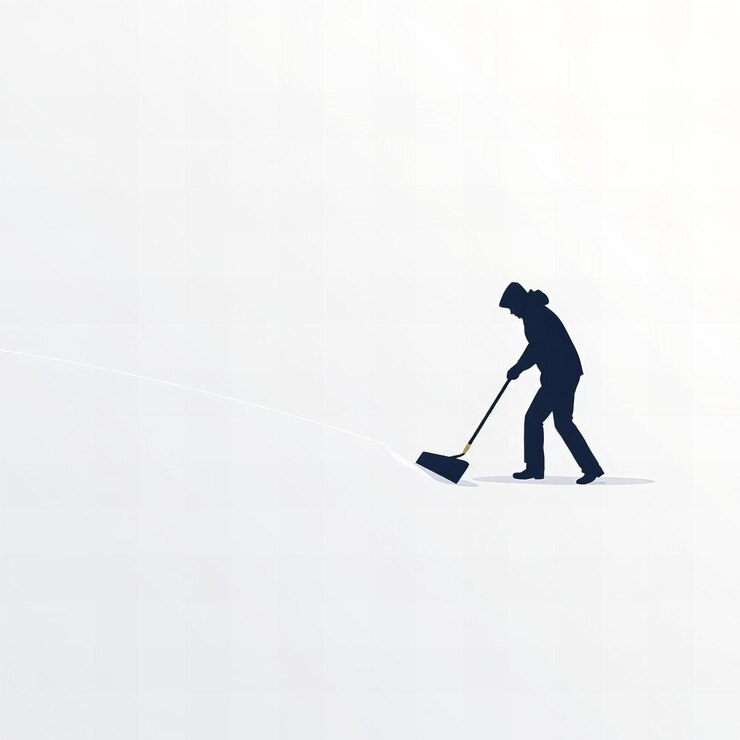 Foto una persona está limpiando la nieve con una pala