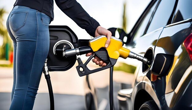 una persona está llenando un coche con gasolina