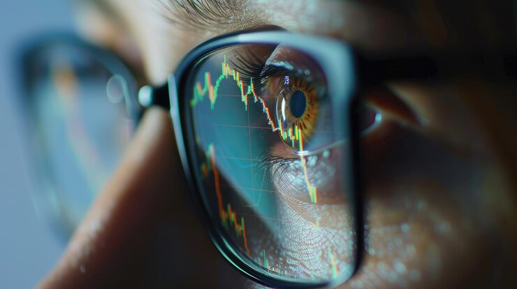 Una persona está mirando un gráfico en una pantalla de computadora a través de sus gafas