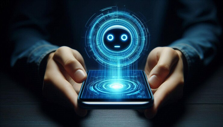 una persona está sosteniendo un teléfono Tecnología de Inteligencia Artificial revolucionando el servicio al cliente con