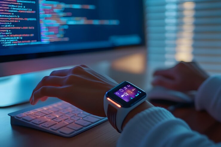 Foto una persona está usando un reloj inteligente en su muñeca