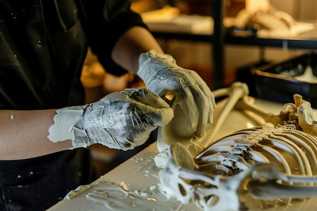 una persona con guantes con guantes que dicen "no te metas con el pastel"