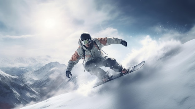 Una persona haciendo snowboard disfrutando del deporte de invierno y la libertad