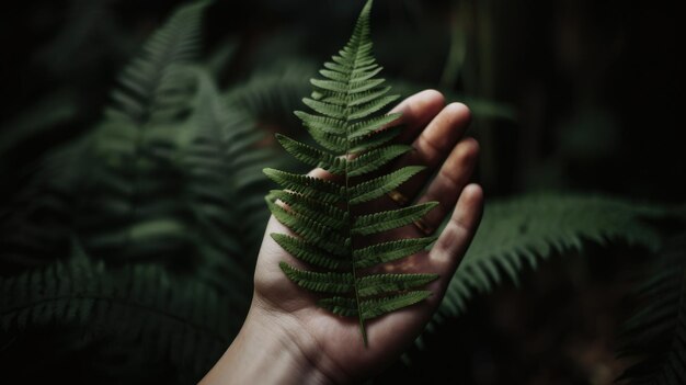 Foto una persona con una hoja verde en la mano