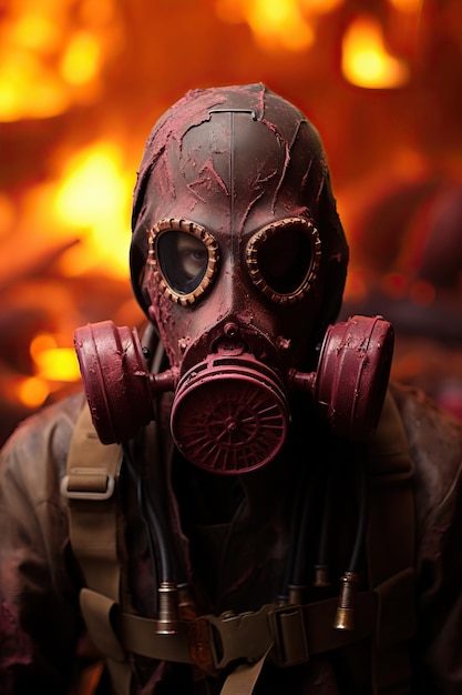 Una persona con una máscara de gas.