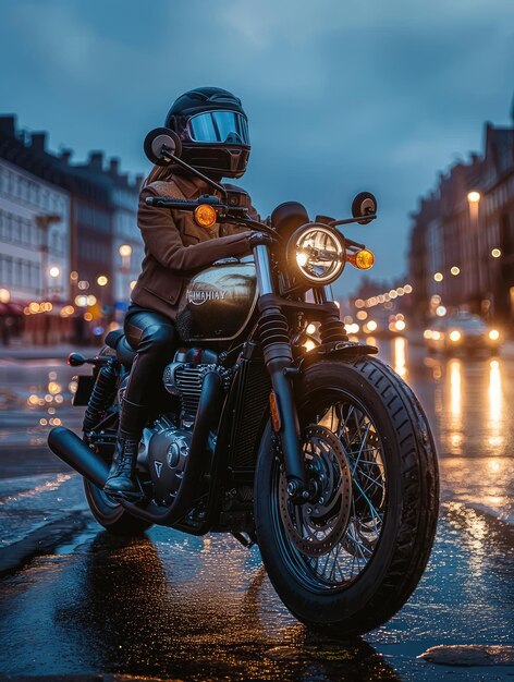 Foto una persona en una motocicleta con un letrero que dice no girar en la parte delantera