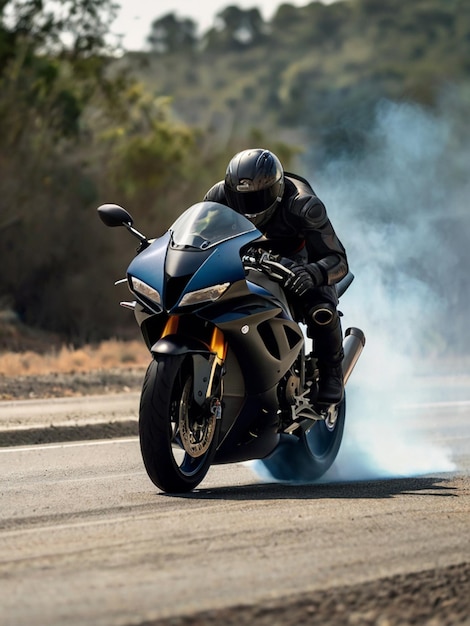 una persona en una motocicleta con la palabra cita la palabra cita en el lado