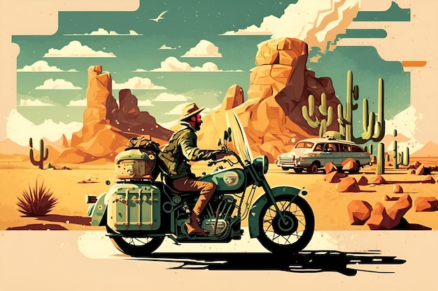 Una persona en una motocicleta tomando un descanso en medio de un largo viaje