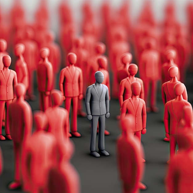 Persona en la multitud de personas Ilustración 3D