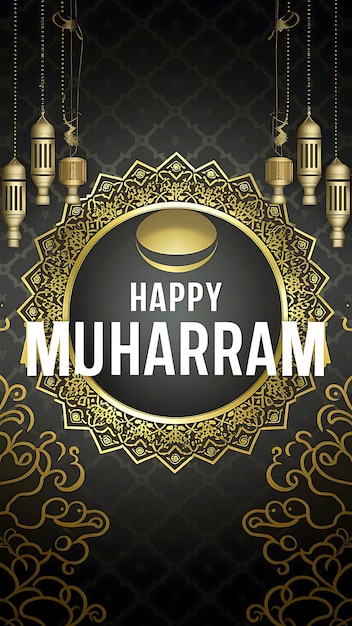 Persona musulmana celebra el feliz año nuevo islámico Ilustración de Muharram