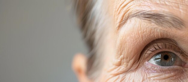 Foto persona con un ojo agrandado y pocas arrugas