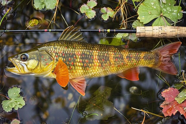 Foto persona pescando un pez con una caña